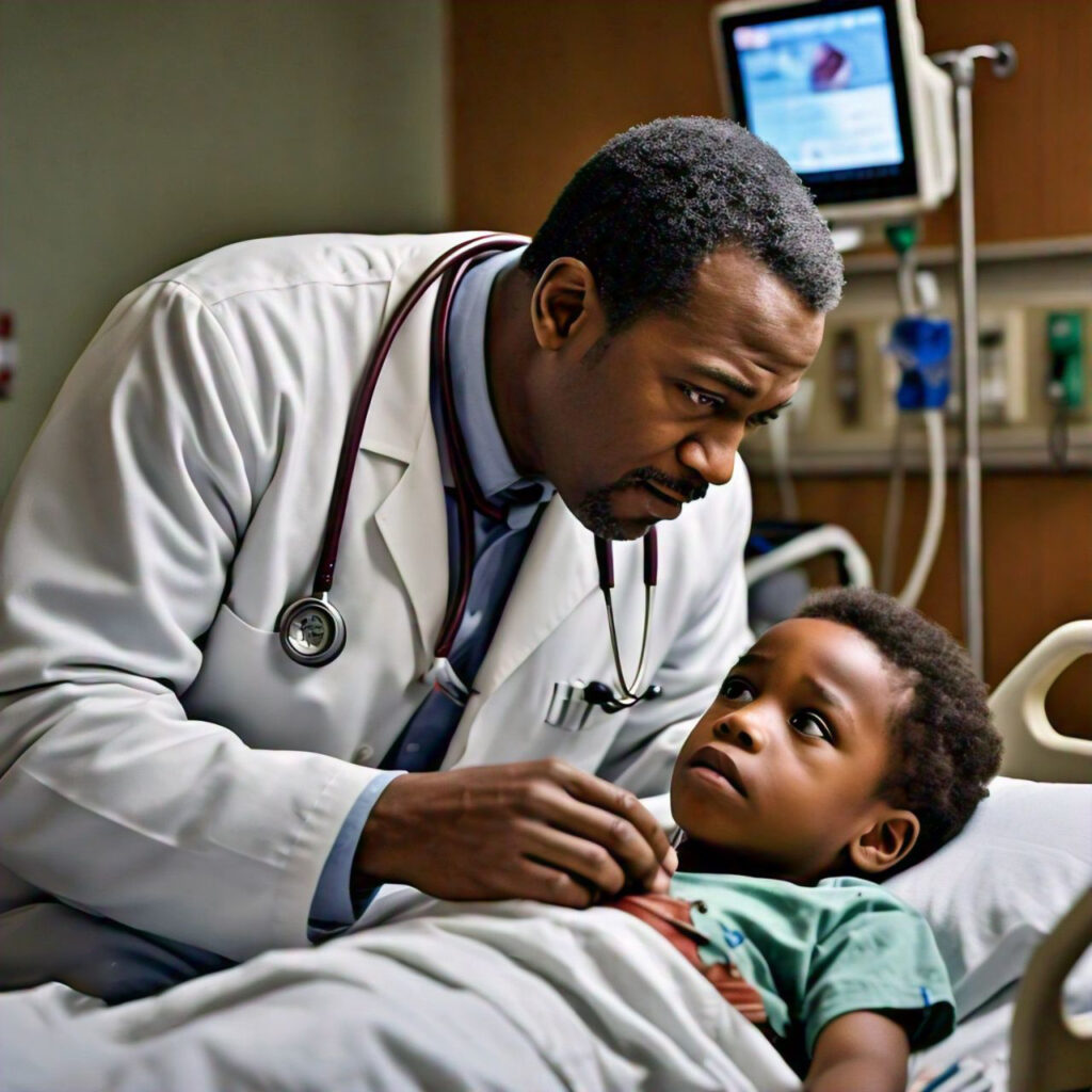 Doctor treating a young patient